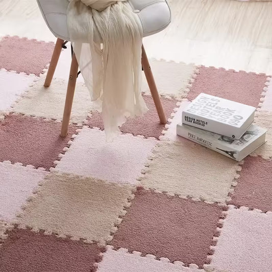 Tapis de sol en velours doux, 1 pièce, forme puzzle en mousse, idéal pour la chambre et la maison - Design élégant en suédine