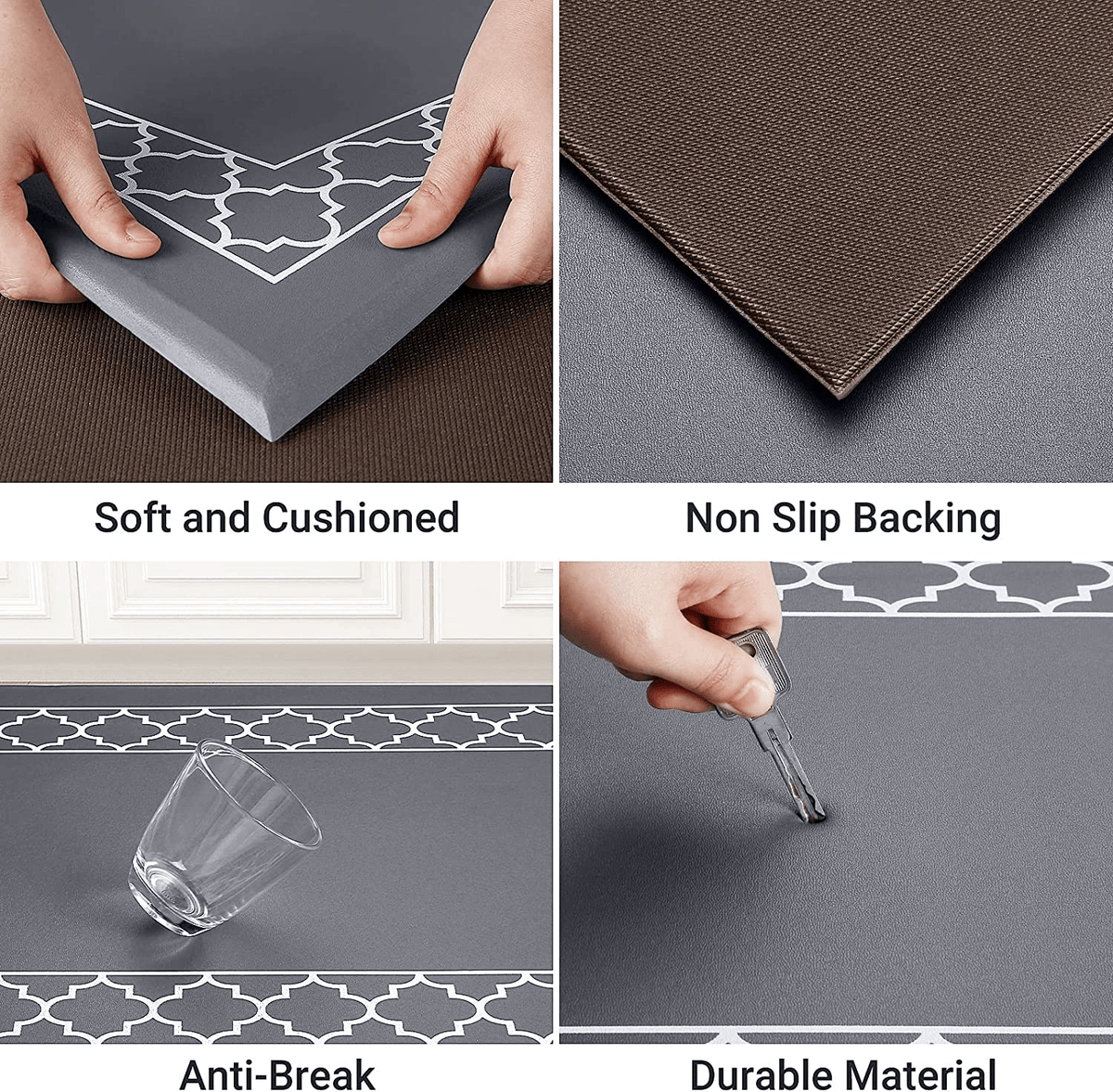 8mm Thickness Anti-Fatigue PVC BLUE COLOR (45*75+45*120cm) 2 Pcs/Set Waterproof Rectangular Kitchen Mat