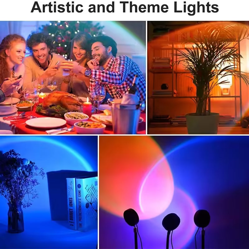 Lampe projecteur coucher de soleil – Veilleuse arc-en-ciel pour chambre et décoration | Lumière coucher de soleil pour mur et lampe de table 