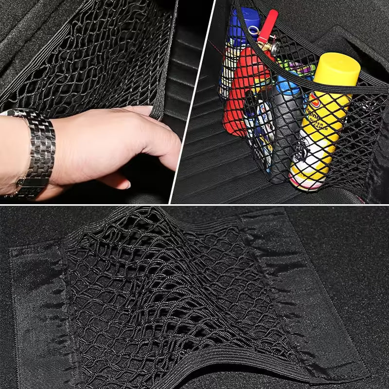 Filet de rangement universel pour coffre de voiture – Sac de rangement en maille élastique avec fermetures auto-agrippantes