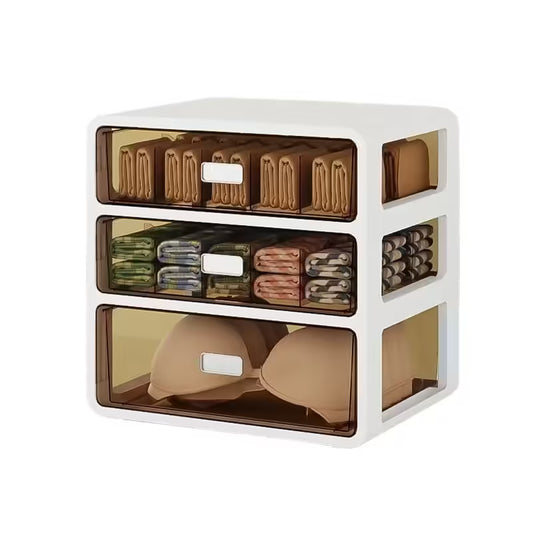 Three-in-One Underwear Storage Box: Wardrobe Organizer for Bras, Socks, and Underwear with Drawer Compartment