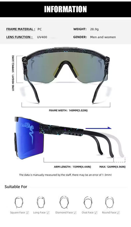 Outdoor Men’s Sunglasses MTB UV400 Bike, Bicycle, Running, and Hiking Eyewear for Women, Windproof Sports Goggles in Multiple Colors