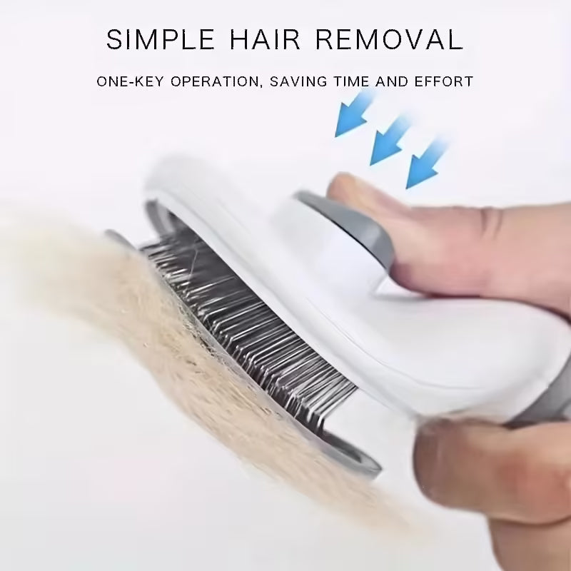 Pet Hair Removal Brush Stainless Steel Dog Hair Comb with Automatic Shedding for Easy Grooming
