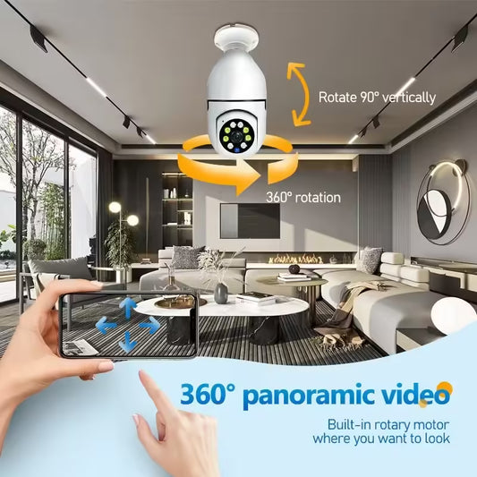 5G Bulb E27 Surveillance Camera - Full Color Night Vision, Automatic Human Tracking & Zoom, Indoor Wi-Fi Security Monitor
