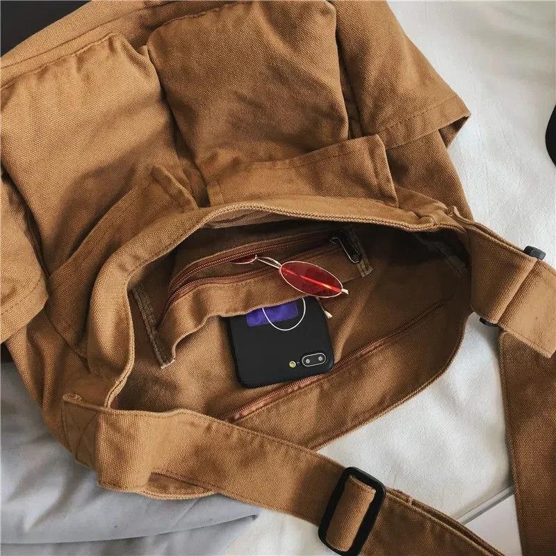 Sac bandoulière rétro pour femme en toile