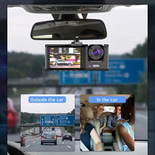 Caméra embarquée HD 1080p avec triple objectif, vision nocturne infrarouge, enregistrement en boucle et enregistreur DVR pour véhicule avec image inversée