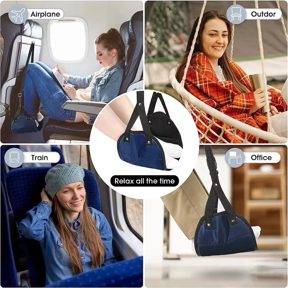 Adjustable Travel Footrest Hammock – Comfortable Oxford Tarpaulin for Airplane and Outdoor Use