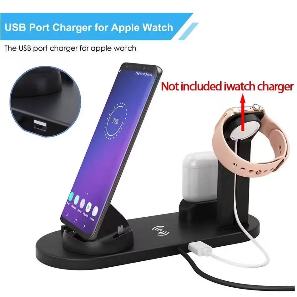 30W 7-in-1 Wireless Charger Stand Pad Fast Charging Dock Station for iPhone 14/13/12 Pro Max, Apple Watch, AirPods Pro, iWatch 8/7