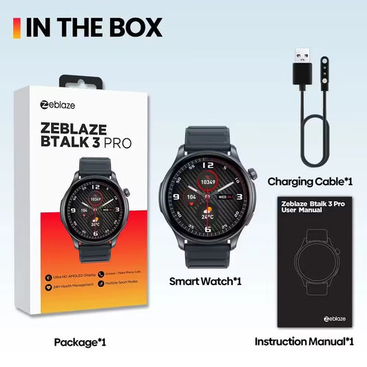 [World Premiere] Zeblaze Btalk 3 Pro Smart Watch - AMOLED Display, Hi-Fi Bluetooth Calls, Health & Fitness Tracking - Stylish & Functional