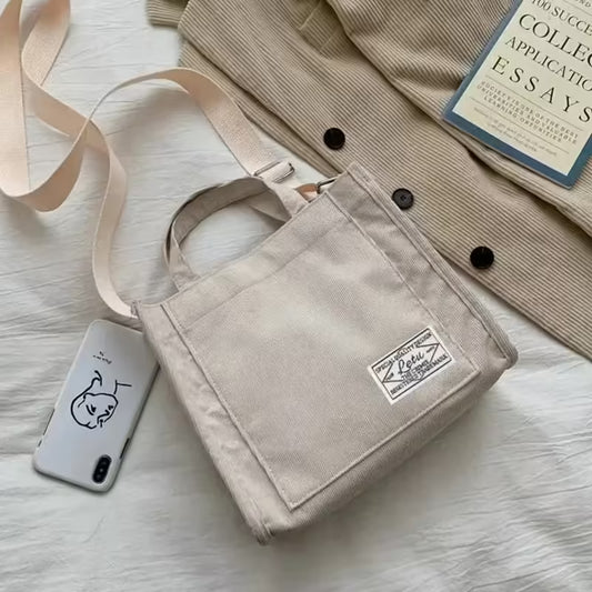 Minimalist Corduroy Small Square Shoulder Bag Casual Crossbody Purse for Women | Stylish & Lightweigh (EGB266)