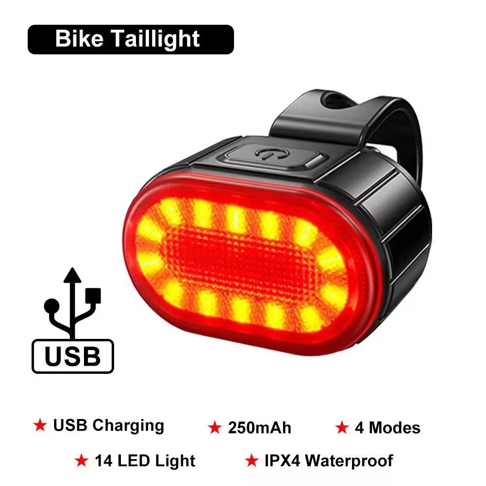 USB Rechargeable LED Bicycle Lights – Front and Rear Bike Lamps for Safe Cycling