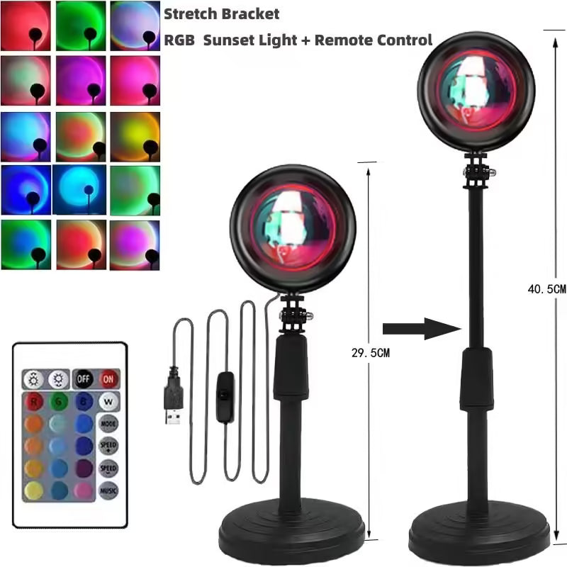 Lampe projecteur coucher de soleil – Veilleuse arc-en-ciel pour chambre et décoration | Lumière coucher de soleil pour mur et lampe de table 
