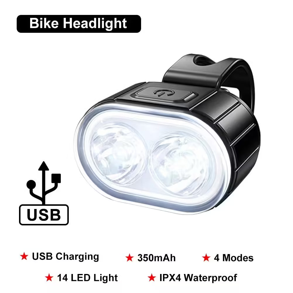 USB Rechargeable LED Bicycle Lights – Front and Rear Bike Lamps for Safe Cycling