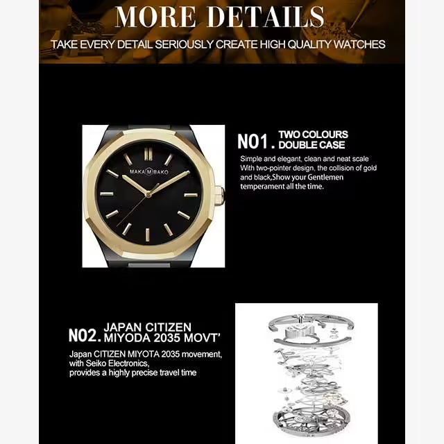 Montre homme MAKAMBAKO en acier inoxydable, modèle M-5011