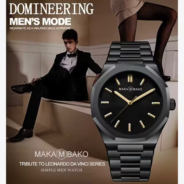 Montre homme MAKAMBAKO en acier inoxydable, modèle M-5011