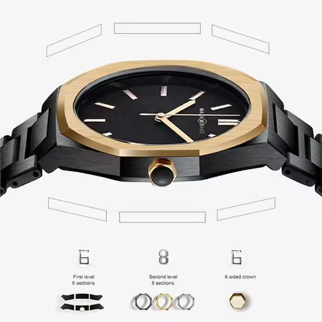 Montre homme MAKAMBAKO en acier inoxydable, modèle M-5011