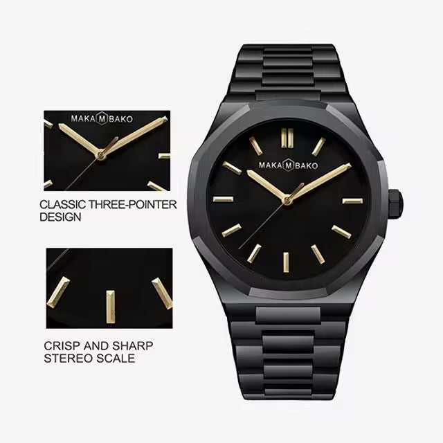Montre homme MAKAMBAKO en acier inoxydable, modèle M-5011