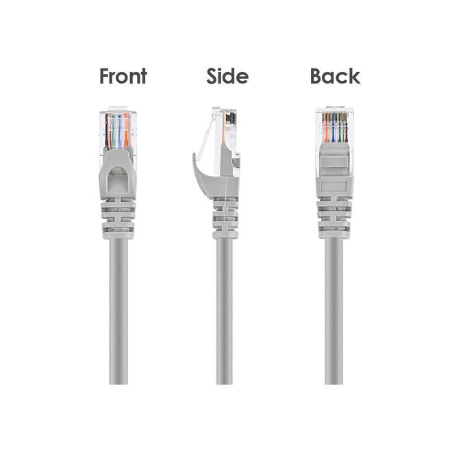 Cat5e Ethernet Network Cable 1ft (30cm) | 350MHz UTP 24AWG RJ45 LAN Patch Cable for Router, PC, Switch & Modem – Grey