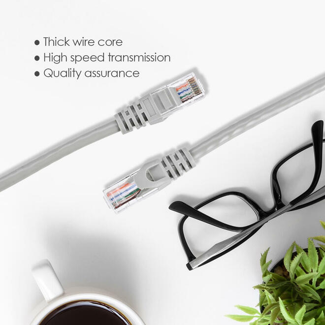 Cat5e Ethernet Network Cable 1ft (30cm) | 350MHz UTP 24AWG RJ45 LAN Patch Cable for Router, PC, Switch & Modem – Grey