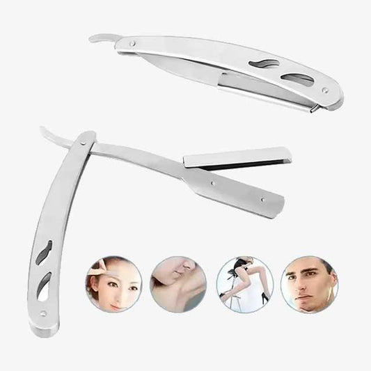 Men's Professional Barber Razor – Straight Edge Stainless Steel Folding Shaver with Blade for Manual Shaving