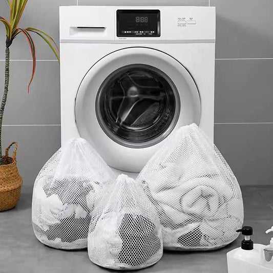1PC Mesh Laundry Bag - Machine Washable Drawstring Travel Wash Bag for Blouses, Hosiery, Stockings & Underwear