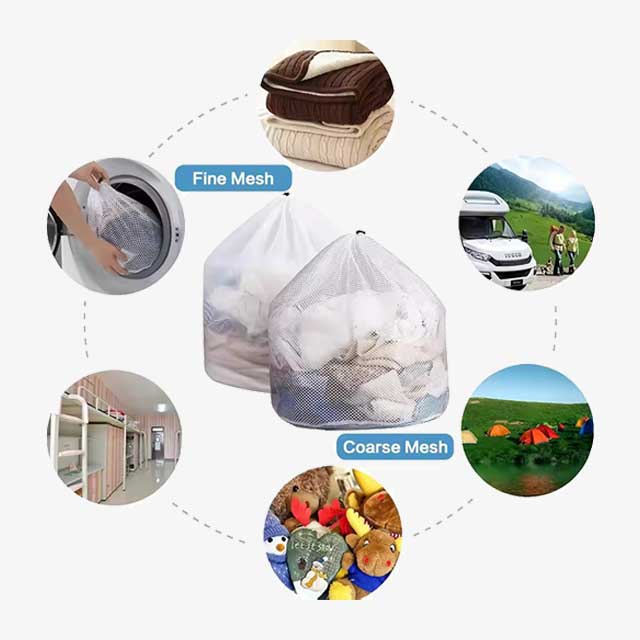 1PC Mesh Laundry Bag - Machine Washable Drawstring Travel Wash Bag for Blouses, Hosiery, Stockings & Underwear