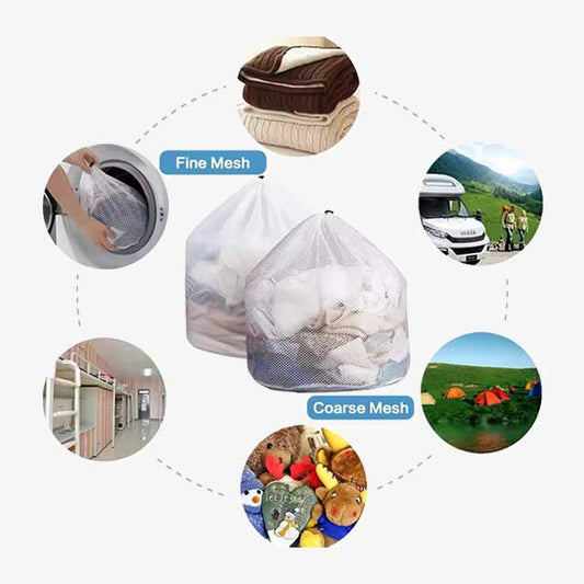 1PC Mesh Laundry Bag - Machine Washable Drawstring Travel Wash Bag for Blouses, Hosiery, Stockings & Underwear