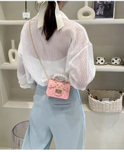 Mini sac en gelée avec poignée en perle pour femmes et enfants (EGB215)