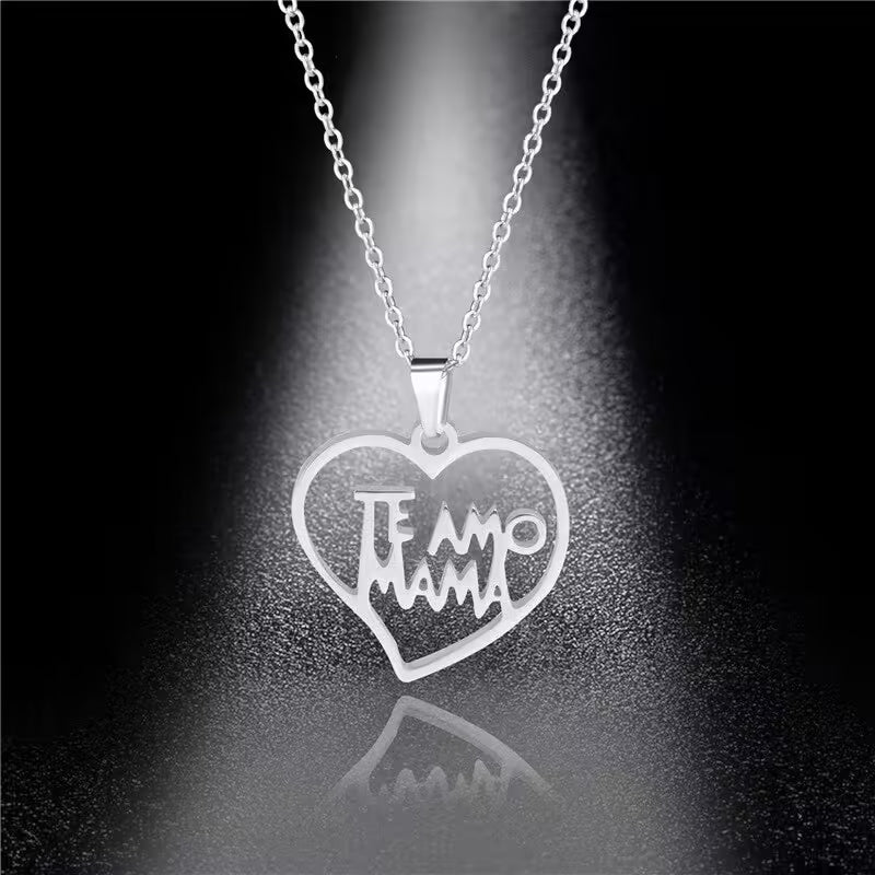 Collier pendentif cœur amour maman (EGN174)