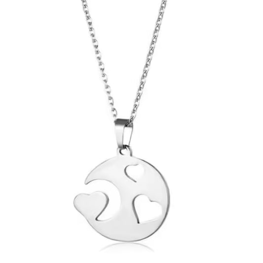 Moon & Heart Pendant Women Necklace(EGN191)