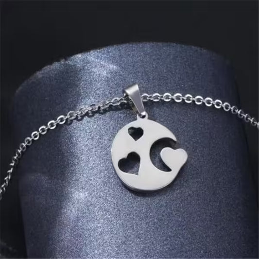 Moon & Heart Pendant Women Necklace(EGN191)