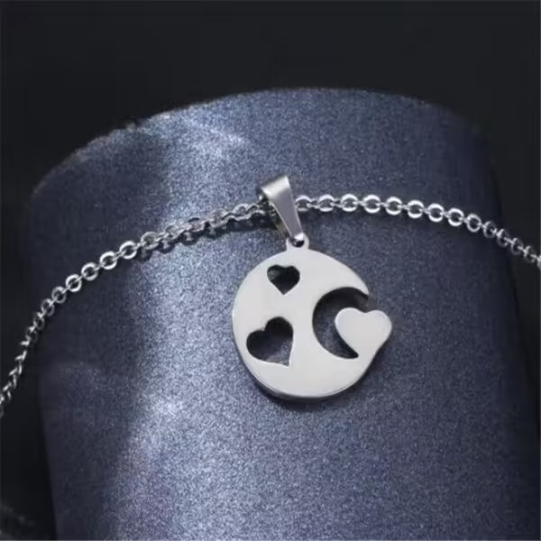 Moon & Heart Pendant Women Necklace(EGN191)