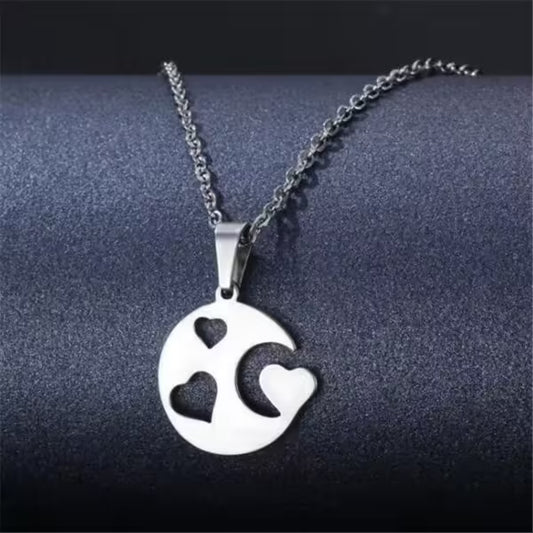 Moon & Heart Pendant Women Necklace(EGN191)