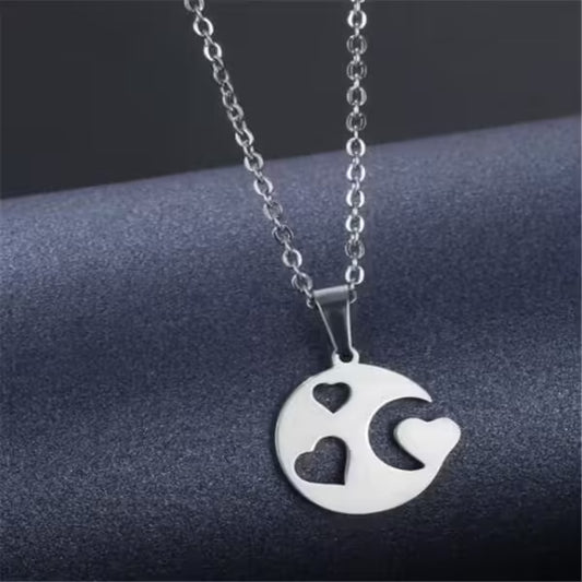 Moon & Heart Pendant Women Necklace(EGN191)