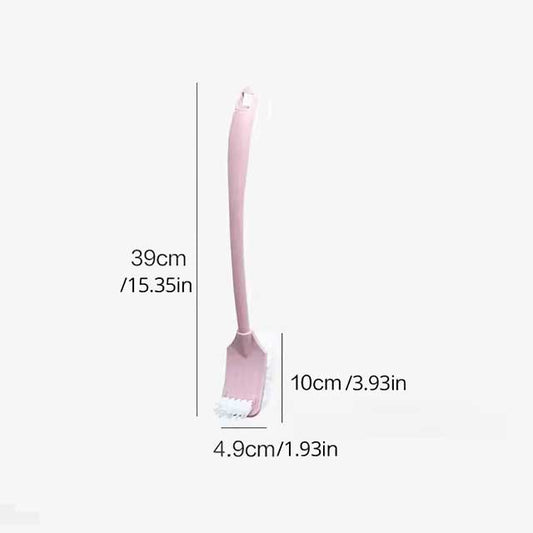 Multi-Function Double Head Toilet Brush – Soft Hair Plastic Curved Brush with Long Handle for Bathroom & Corner Cleaning