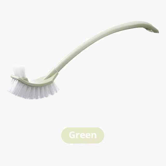 Multi-Function Double Head Toilet Brush – Soft Hair Plastic Curved Brush with Long Handle for Bathroom & Corner Cleaning