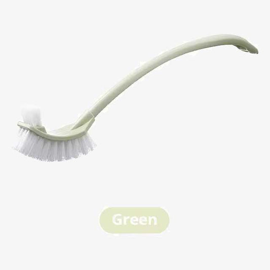 Multi-Function Double Head Toilet Brush – Soft Hair Plastic Curved Brush with Long Handle for Bathroom & Corner Cleaning