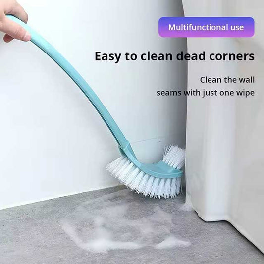 Multi-Function Double Head Toilet Brush – Soft Hair Plastic Curved Brush with Long Handle for Bathroom & Corner Cleaning