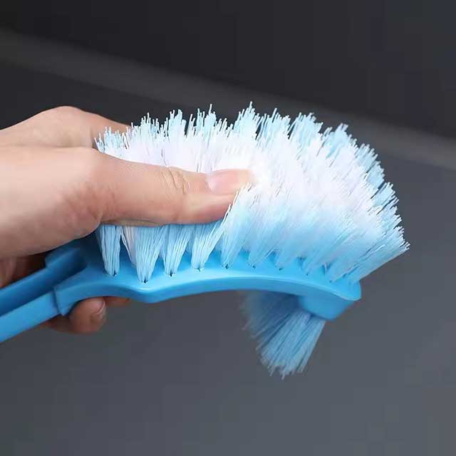 Multi-Function Double Head Toilet Brush – Soft Hair Plastic Curved Brush with Long Handle for Bathroom & Corner Cleaning