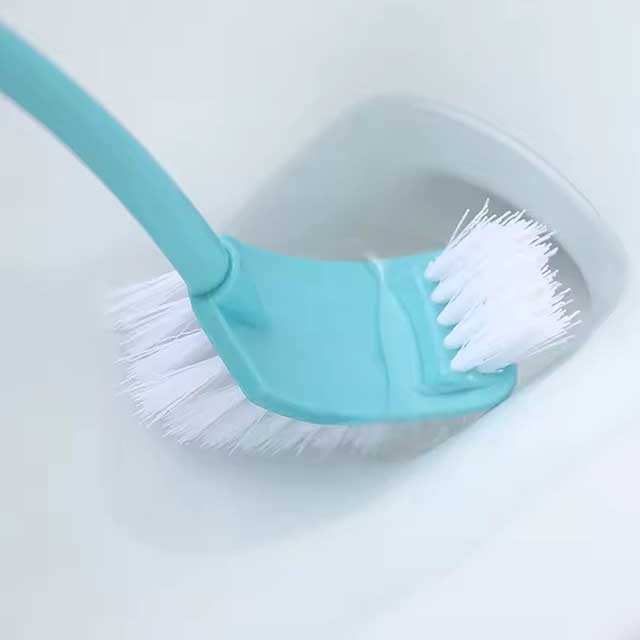 Multi-Function Double Head Toilet Brush – Soft Hair Plastic Curved Brush with Long Handle for Bathroom & Corner Cleaning