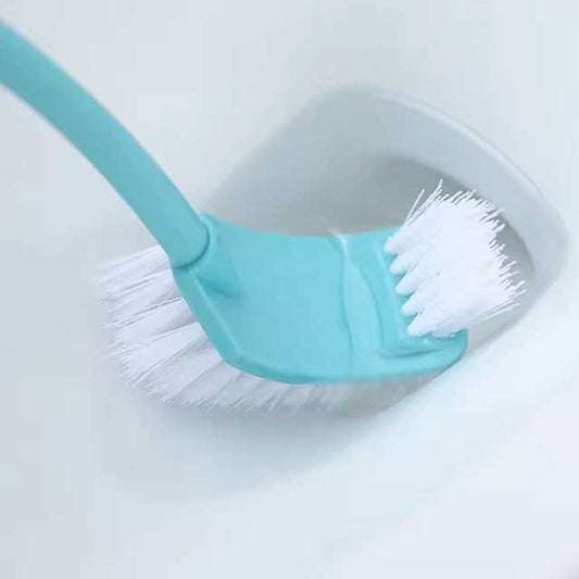 Multi-Function Double Head Toilet Brush – Soft Hair Plastic Curved Brush with Long Handle for Bathroom & Corner Cleaning