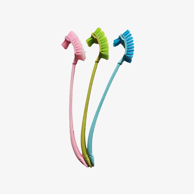 Multi-Function Double Head Toilet Brush – Soft Hair Plastic Curved Brush with Long Handle for Bathroom & Corner Cleaning