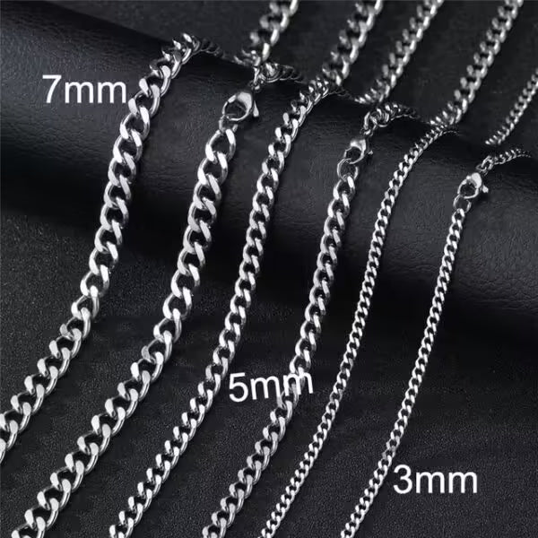 Multiple Widths Stainless Steel Plain Necklace (EGN206)
