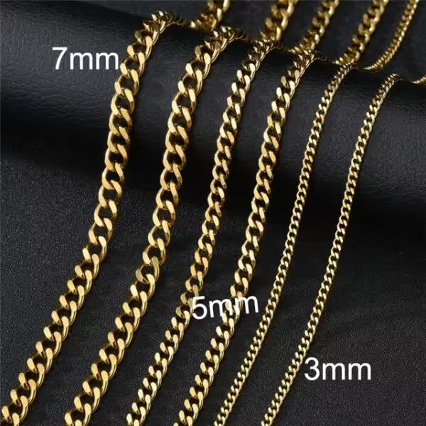 Multiple Widths Stainless Steel Plain Necklace (EGN206)