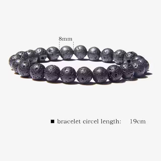 Bracelet unisexe en perles de pierre de lave naturelle (EGBT276)