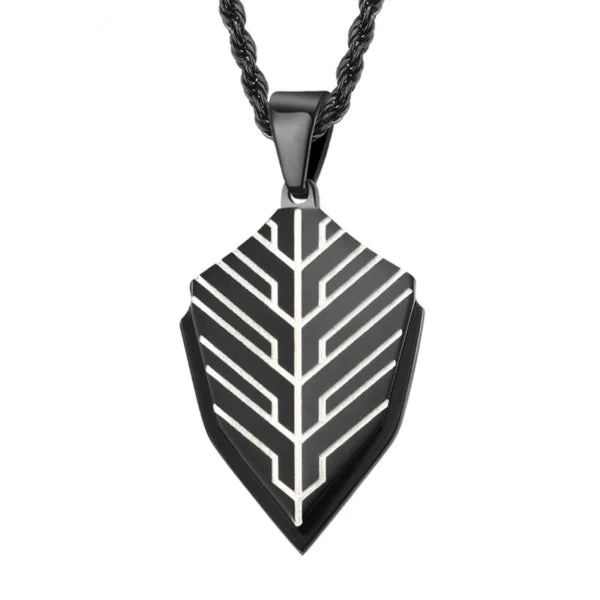 Nouveau collier homme avec pendentif bouclier de combat et chaîne corde (EGN115)