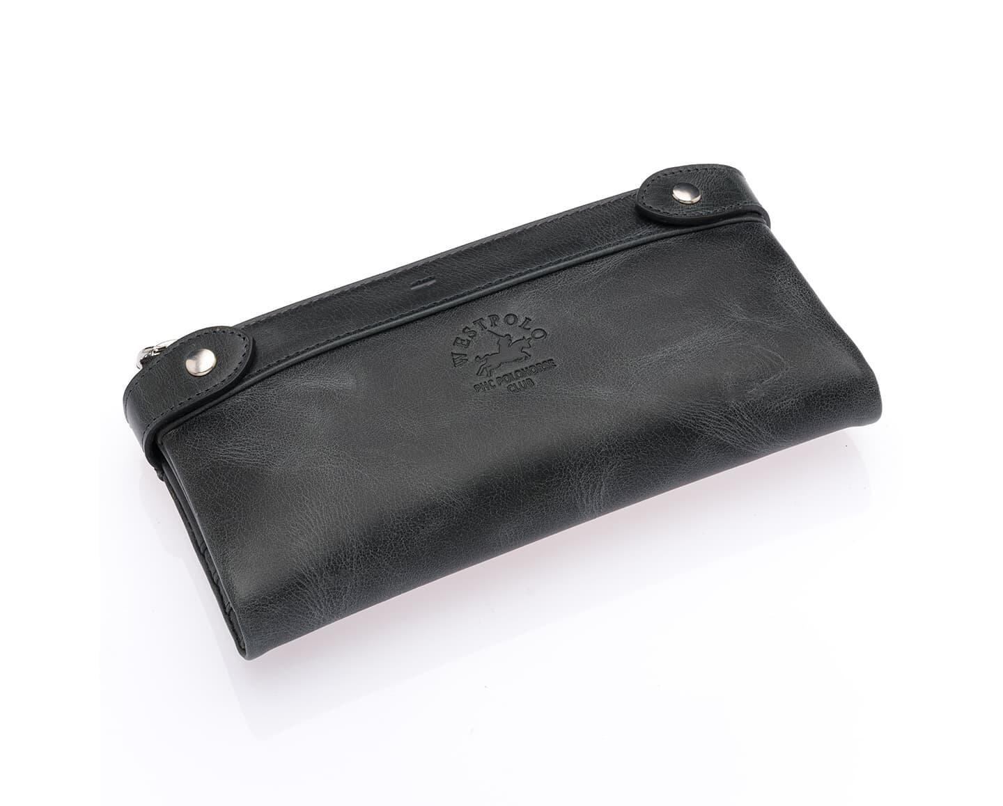 Portefeuille Westpolo Intense unisexe en cuir véritable grainé avec compartiment pour téléphone (417C)