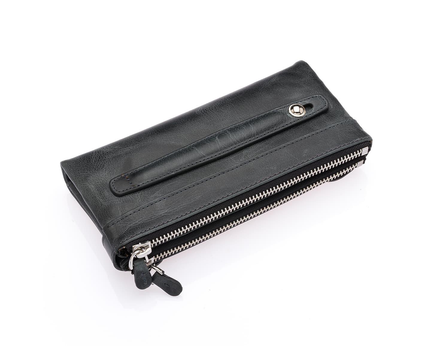 Portefeuille Westpolo Intense unisexe en cuir véritable grainé avec compartiment pour téléphone (417C)