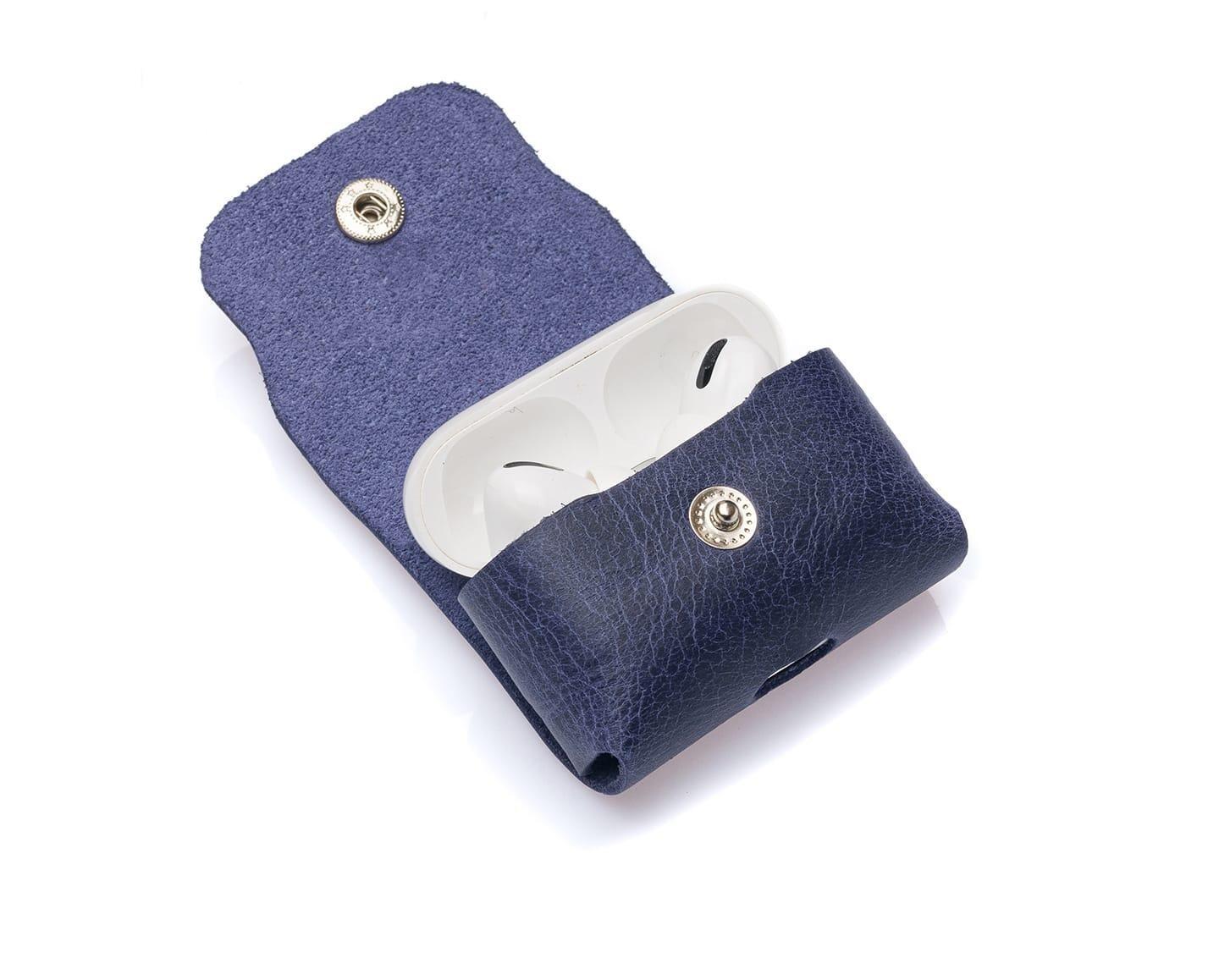 Westpolo Poine Genuine Leather Apple Airpods Pro Protection Case - Navy Blue