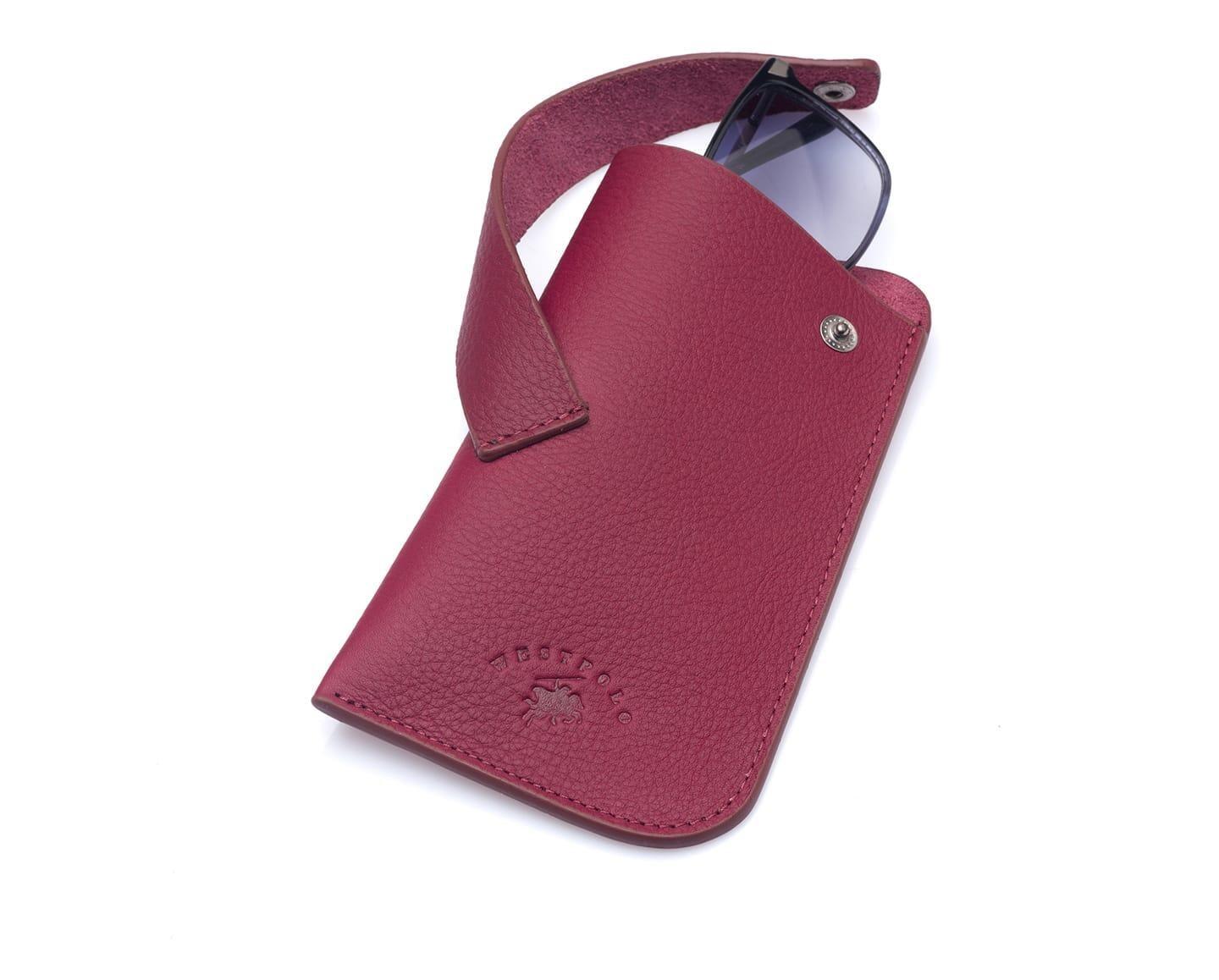 Westpolo Lonex Genuine Leather Glasses Case - Claret Red